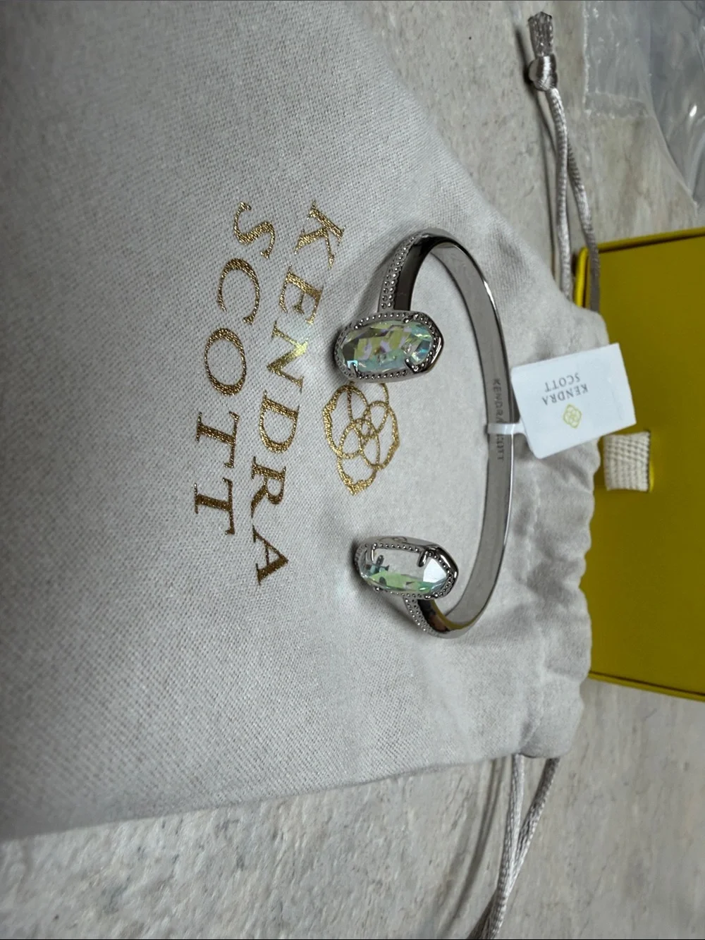 Kendra Scott Silver Abalone Open Cuff Bracelet - Iridescent Green Stones